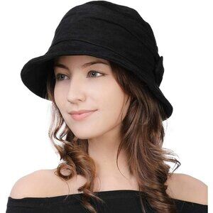✨ Comhats Vintage Cloche Women Black Packable Ladies Church Derby Bucket Hats